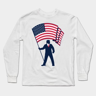 President Trump Bearing the Flag of the USA Long Sleeve T-Shirt